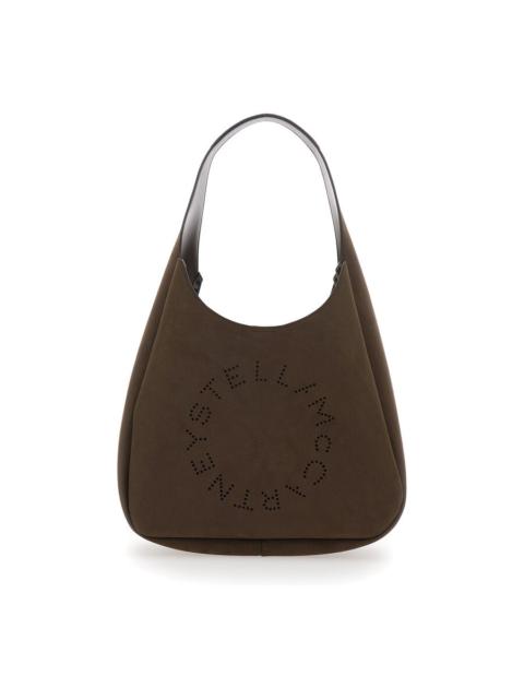 Stella McCartney Stella Mccartney Brown Shoulder Bag With Maxi Logo Lettering On The Front In Ecosuede Woman