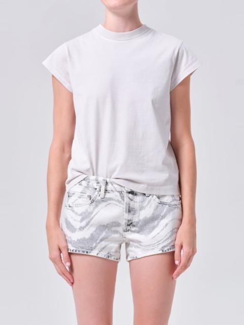 AGOLDE LONG LINE BRYCE CAP SLEEVE TEE IN BONE