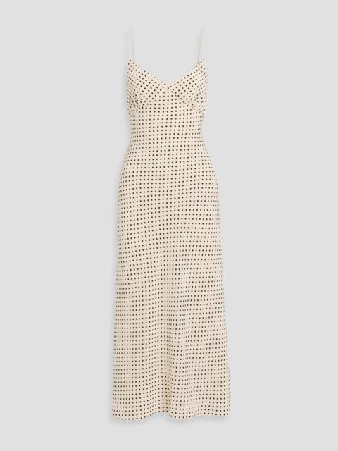 MATTEAU Polka-dot silk crepe de chine midi slip dress