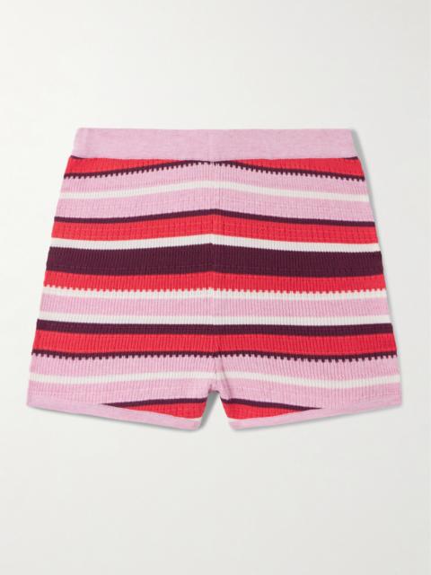 La DoubleJ Veneziana Striped Ribbed Cotton Shorts