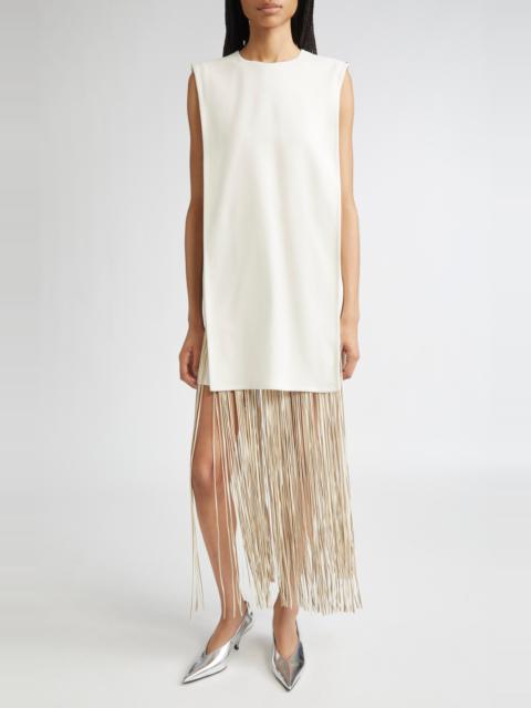 Sportmax SPORTMAX Finnici Fringe Cady Sheath Dress in Pink at Nordstrom
