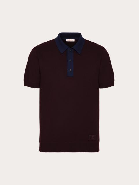 Valentino WOOL POLO SHIRT WITH VLOGO SIGNATURE EMBROIDERY