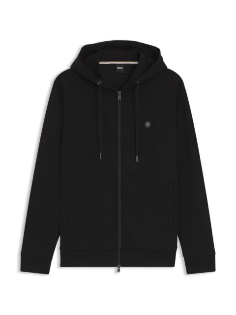 BOSS ZIP-UP HOODIE WITH DOUBLE B MONOGRAM