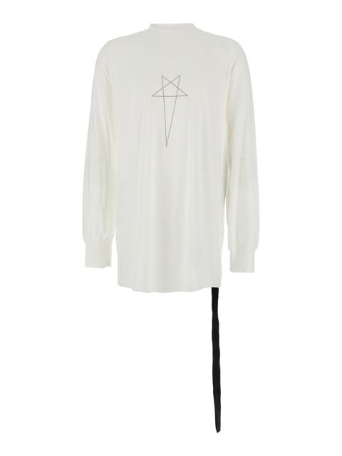 Rick Owens DRKSHDW Drkshdw Men White Crewneck T-Shirt With Logo Print On The Front In Cotton Man