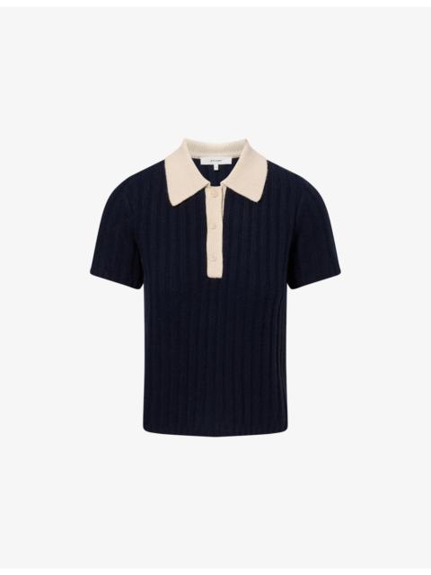 FRAME The Contrast Trim Knitted Cashmere Polo Jumper