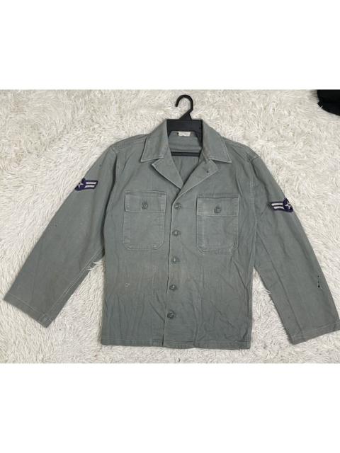 Military - Vintage 60s US AIR FORCE Shirt Man Cotton Sateen Sage Green