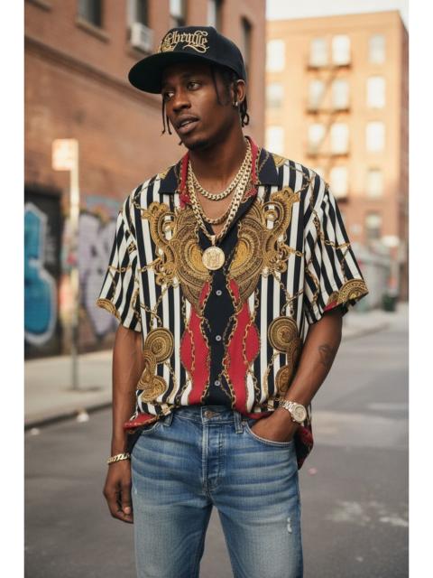 Other Designers JUN MEN Art Baroque Chain Hip Hop Reggae Shirt