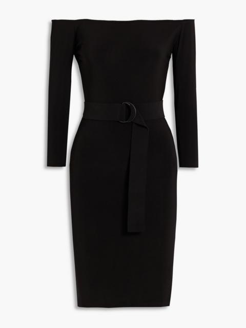 NORMA KAMALI Off-the-shoulder belted stretch-jersey mini dress