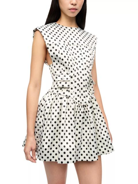 GANNI Polka Dot Corset Satin Mini Dress
