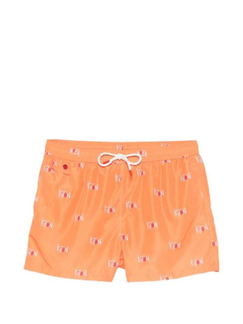 Other Designers Kiton Men Swim Trunks With Drawstring And Logo
