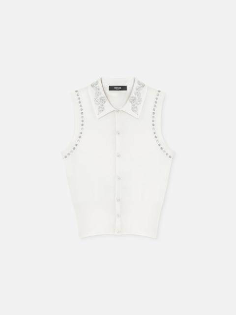 VERSACE Embellished Cashmere-Blend Knit Vest