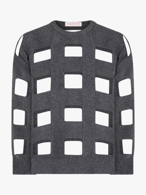 Valentino VALENTINO CUT OUT DETAIL WOOL JUMPER | GRIGIO SCURO MELANGE