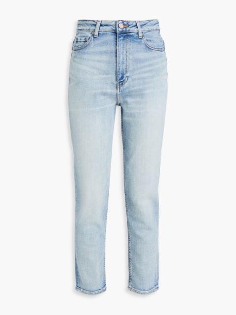 GANNI Cropped faded high-rise slim-leg jeans