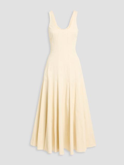 Another Tomorrow Flared cotton-blend twill midi dress