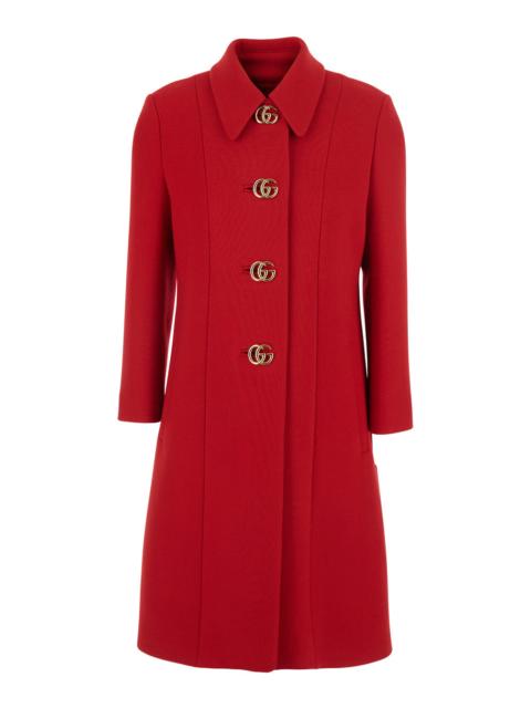 GUCCI Gucci Women Red Coat With Classic Collar And Double G Buttons In Wool For Women