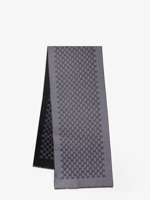 GUCCI Gucci Double Wool Jacquard Scarf Grey Men