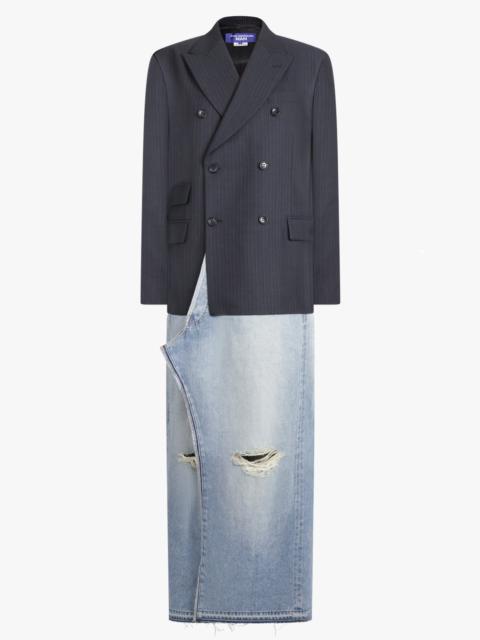 Junya Watanabe SINGLE BREASTED BLAZER WITH ATTACHED DENIM PANELS | BLACK/BLUE