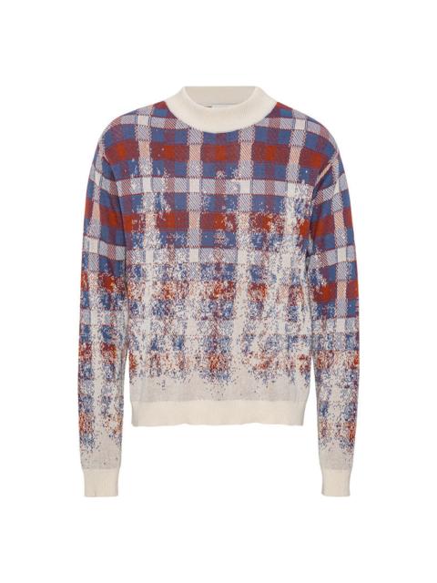 HENRIK VIBSKOV FADED KNIT JUMPER - BLURRY GREY RED CHECK