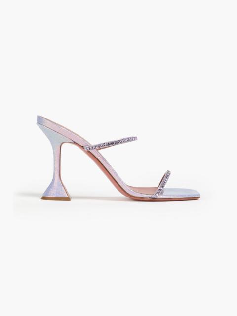 Amina Muaddi Gilda glittered woven mules