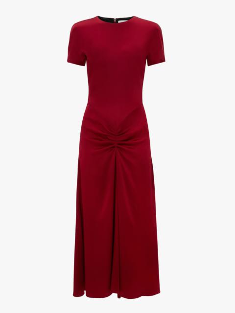 Victoria Beckham Gathered Detail T-Shirt Midi Dress In Rose