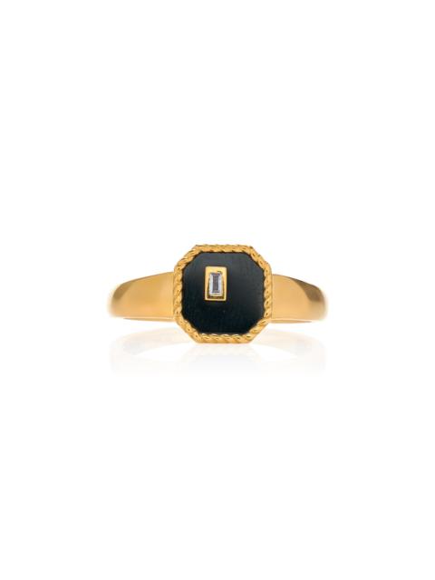 Yvonne Léon 9K Yellow Gold, Diamond, And Onyx Ring black