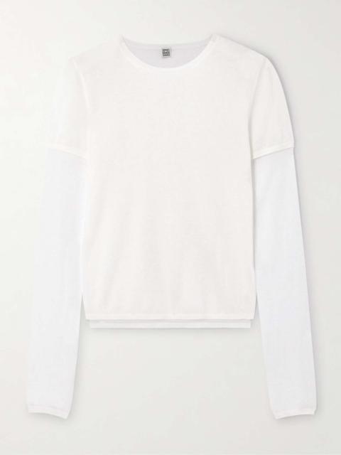 Totême Layered knitted cashmere and silk-blend top