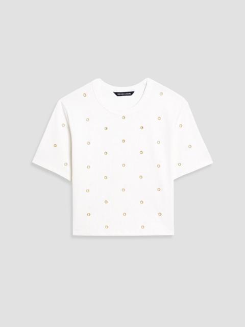 VERONICA BEARD Sebastian eyelet-embellished cotton-jersey T-shirt