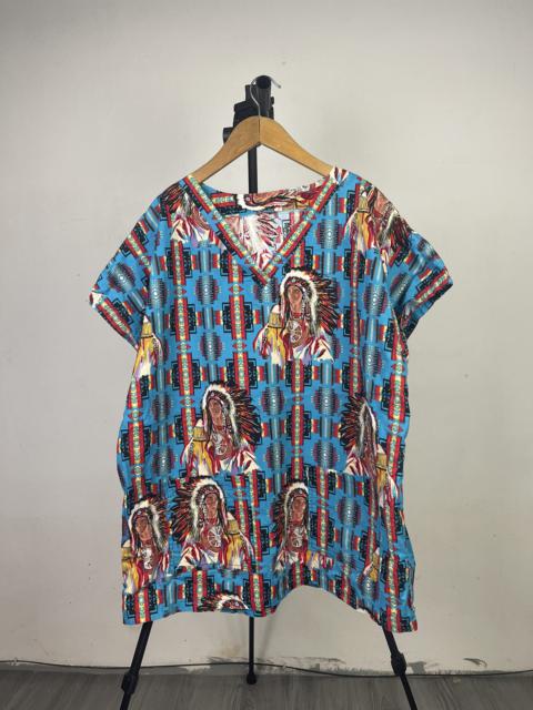 Other Designers Native - Native art navajo red indian v neck cotton shirt