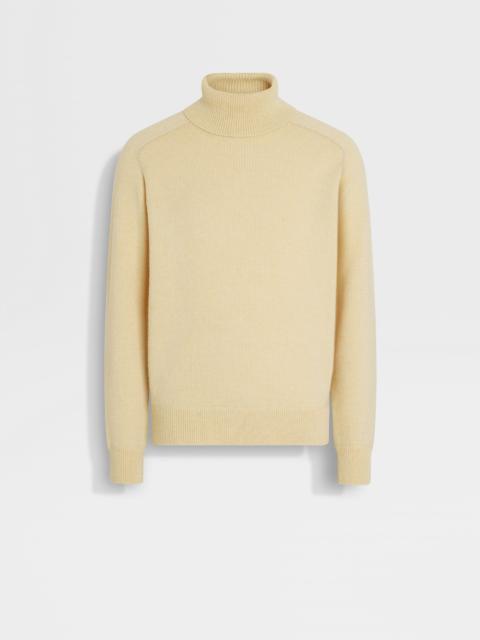 ZEGNA PASTEL YELLOW MULTIMÉLANGE CASHMERE TURTLENECK