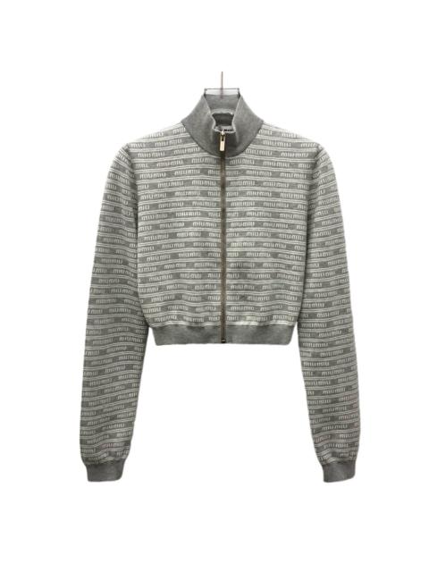 Miu Miu Miu Miu 2023 Logo Zip Jacket Gray