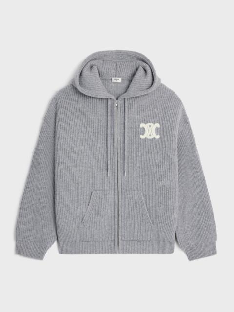 CELINE hooded cardigan IN RIBBED WOOL