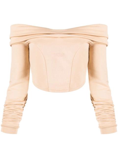 GCDS Couture logo-print off-shoulder sweatshirt