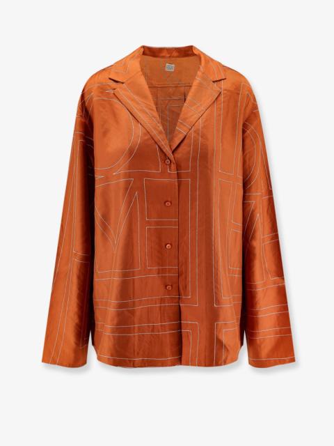 Totême Silk Shirt With Monogram Logo Embroidery