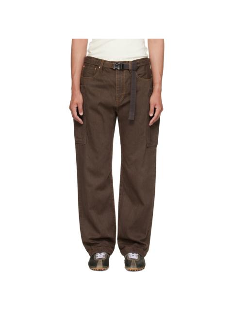 sacai Brown Belted Denim Cargo Pants
