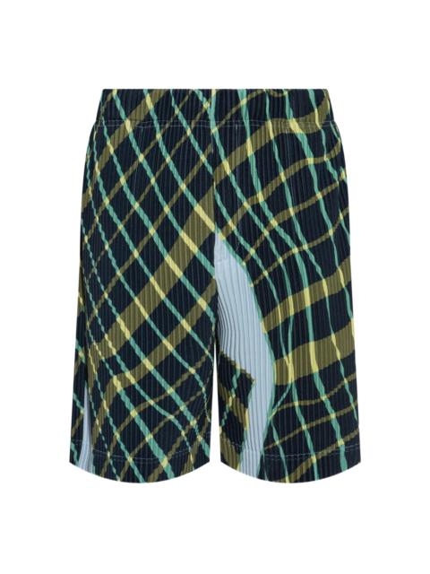 ISSEY MIYAKE WINDSWEPT PLAID SHORTS - BLUE GRAY