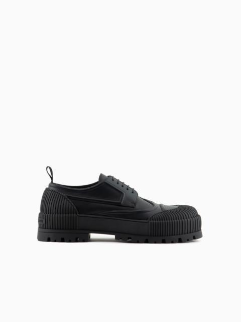 EMPORIO ARMANI Leather lace-ups with rubber toe and sole