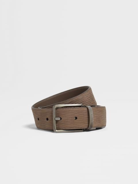 ZEGNA BROWN BOVINE LEATHER BELT
