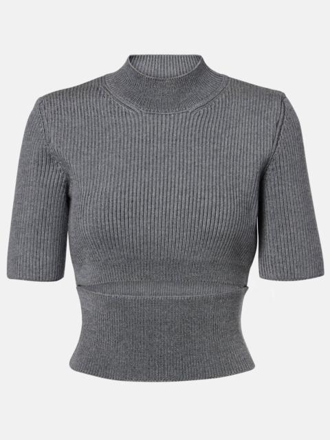 Alaïa Ribbed-knit cutout wool-blend top