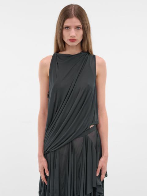 CHRISTOPHER ESBER Licorice Draped Silk Asymmetric Top