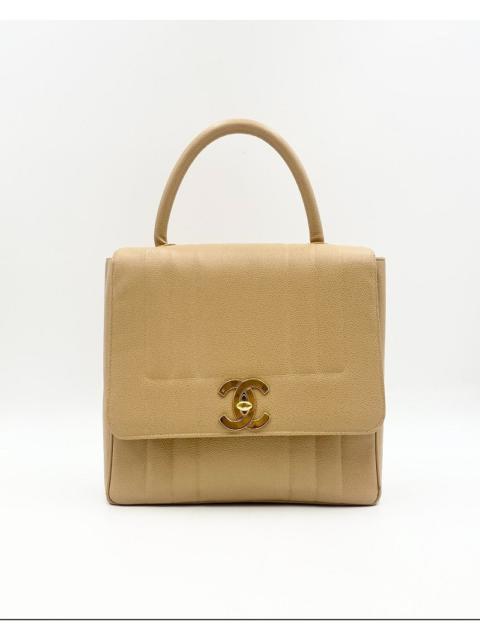 Chanel No.3 Beige Caviar Top Handle Bag