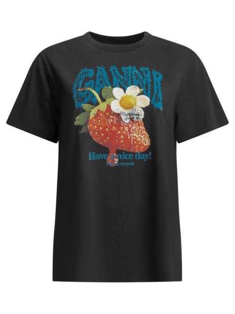 GANNI Ganni Strawberry Crew-neck T-shirt