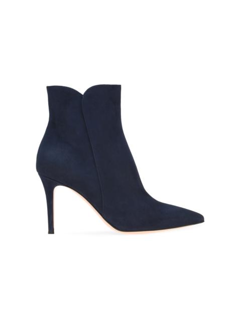 Gianvito Rossi Levy Leather Ankle Boots blue