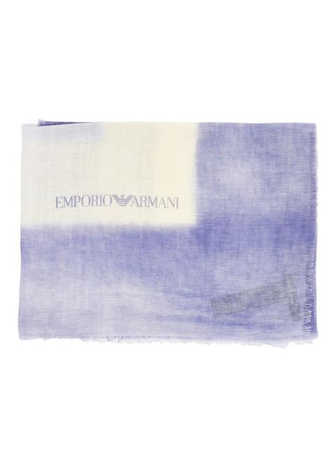 EMPORIO ARMANI SILK AND LINEN-BLEND SCARF