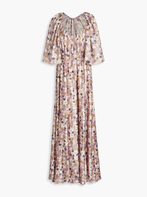 Other Designers Gathered floral-print fil coupé chiffon maxi dress