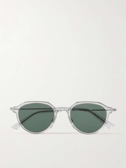 Ultrathin Panthos Round-Frame Acetate and Silver-Tone Sunglasses