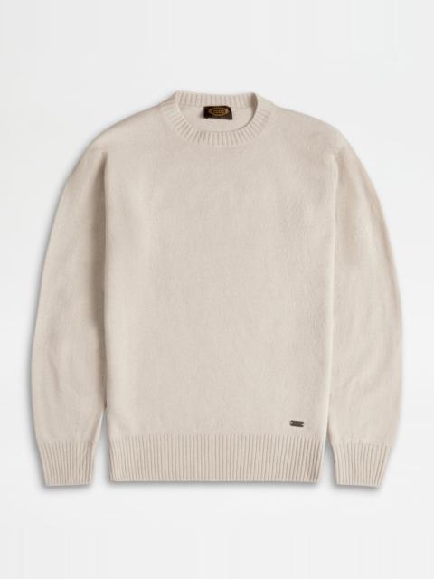 Tod's CASHMERE BLEND ROUND-NECK PULLOVER - BEIGE