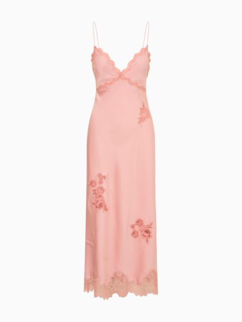LoveShackFancy Sorone Satin Lace Maxi Slip Dress