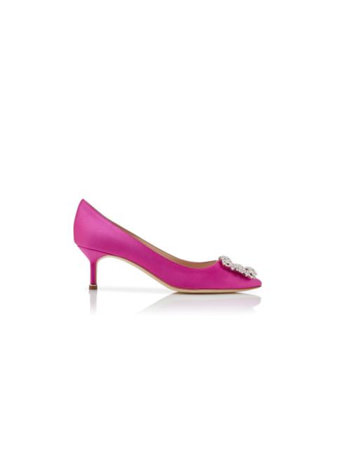 Manolo Blahnik Purple Satin Jewel Buckle Pumps