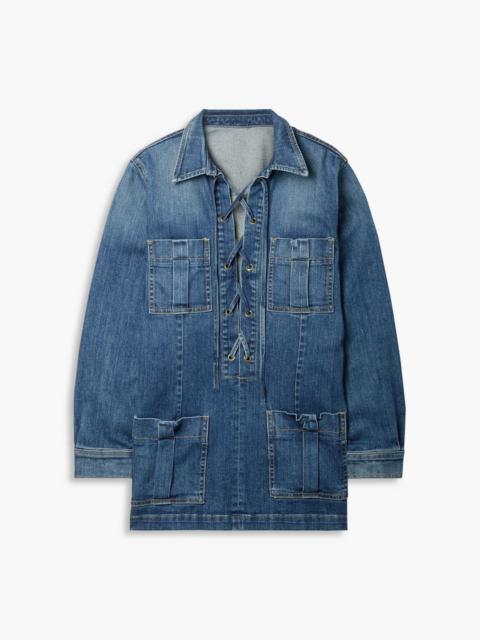 NILI LOTAN Monique lace-up denim top