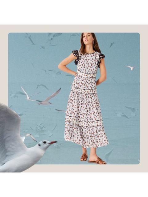 Other Designers Ann Taylor Women’s Maxi Dress Sz 6 M Sleeveless Mixed Animal Print Tiered White